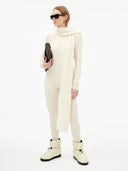 Women's Cashmere Zipped High Neck Sweater Off White - Gobi Cashmere #color_off-white