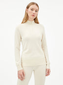 Women's Cashmere Zipped High Neck Sweater Off White - Gobi Cashmere #color_off-white