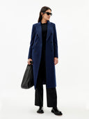 Women's Cashmere Peak Lapel Long Coat Navy - Gobi Cashmere #color_navy