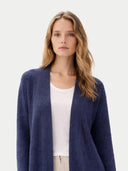 Ajour Knit Open-Front Cashmere Cardigan Crown Blue - Gobi Cashmere #color_soft-indigo