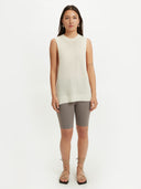 Women's Silk Cashmere Ajour Knitted Top White - Gobi Cashmere #color_marshmallow