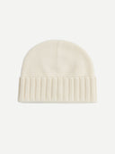 Cashmere Rib Knit Hat /Unisex/ White - Gobi Cashmere #color_white