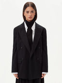 Women's Double-Breasted Cashmere Blazer Grey - GOBI Country-Chic Collection #color_charcoal