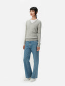 Women's Cashmere Basic V-Neck Jumper Dawn Blue - Gobi Cashmere #color_blue
