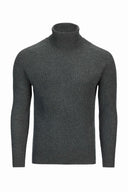 Men's Cashmere Rib Knit Turtle Neck Charcoal - Gobi Cashmere #color_charcoal