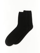 Unisex Cashmere Rib Knit Socks Black- Gobi Cashmere #color_black