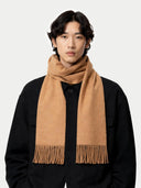 Cashmere Fringed Scarf Sheepskin - Gobi Cashmere #color_light-brown