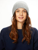 Women's Cashmere Rib Knit Hat Light Gray- Gobi Cashmere #color_urban-silver