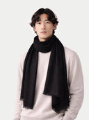 Man wearing a black scarf on a white background. #color_black #ai-image