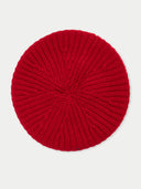 Red knitted beret on a white background #color_warm-red