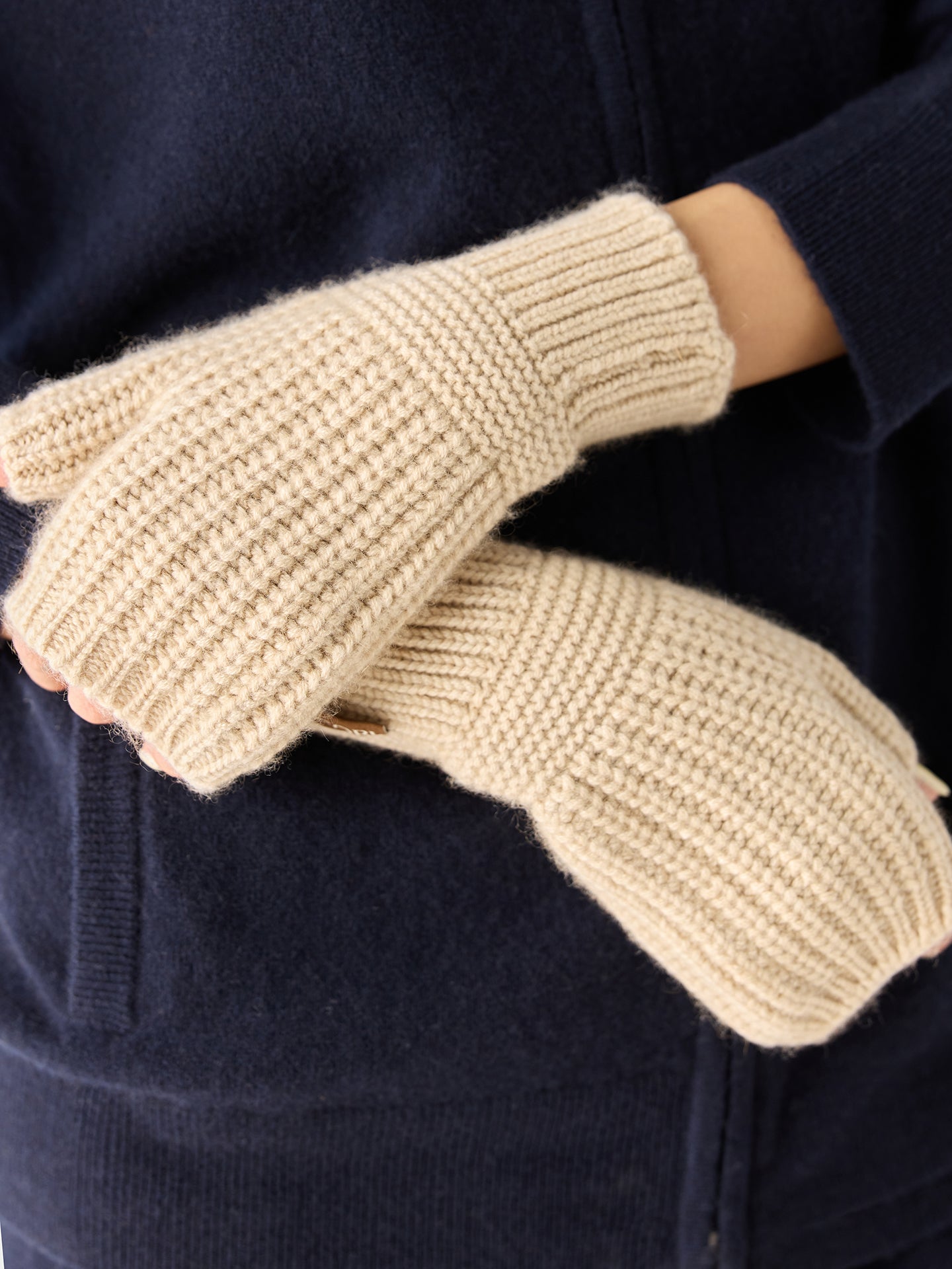 Organic Colour Rib-Knit Cashmere Gloves
