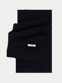 Wide Rib Knit Cashmere Scarf | GOBI UK #color_black
