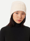 Cashmere Rib Knit Hat /Unisex/ White - Gobi Cashmere #color_white