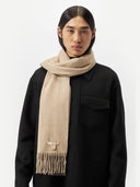 Unisex Cashmere Fringed Scarf Warm Grey - Gobi Cashmere #color_soft-beige