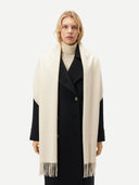 Unisex Cashmere Oversized Woven Scarf White - Gobi Cashmere #color_white