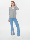 Women's Cashmere Full-Zip Hoodie Light Gray - Gobi Cashmere #color_light-gray