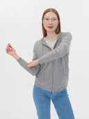 Women's Cashmere Full-Zip Hoodie Light Gray - Gobi Cashmere #color_light-gray