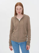 Women's Cashmere Full-Zip Hoodie Taupe - Gobi Cashmere #color_taupe