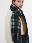 Unisex Cashmere Oversized Woven Scarf Black - Gobi Cashmere #color_dark-green
