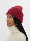 Unisex Cashmere Ribbed Chunky Beanie Cabernet - Gobi Cashmere #color_rose-red