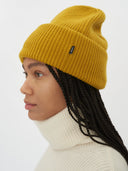 Unisex Cashmere Ribbed Chunky Beanie Lemon Curry - Gobi Cashmere #color_deep-yellow