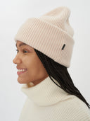 Unisex Cashmere Ribbed Chunky Beanie Crème Brulee - Gobi Cashmere #color_creme-brulee