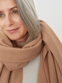 Women's Cashmere Oversized Woven Scarf Light Camel - Gobi Cashmere #color_warm-sand