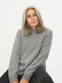 Women's Cashmere High Neck Jumper Vapor Blue - Gobi Cashmere #color_light-gray