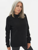 Women's Cashmere High Neck Jumper Black - Gobi Cashmere #color_black