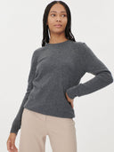 Women's Basic Cashmere Crew Neck Jumper plum kitten - Gobi Cashmere #color_dark-gray