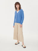 Women's Cashmere V-neck Cardigan Blue - Gobi Cashmere #color_blue