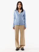 Women's Cashmere V-neck Button Cardigan Light Blue - Gobi Cashmere #color_blue