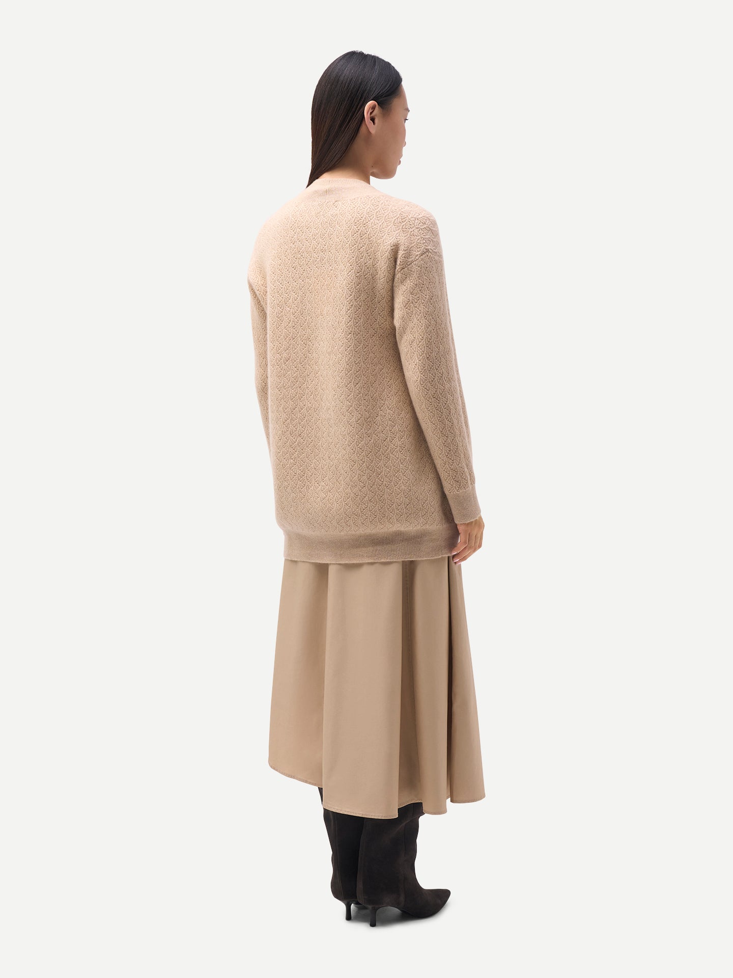 Organic Colour Ajour Knit Open-Front Cashmere Cardigan