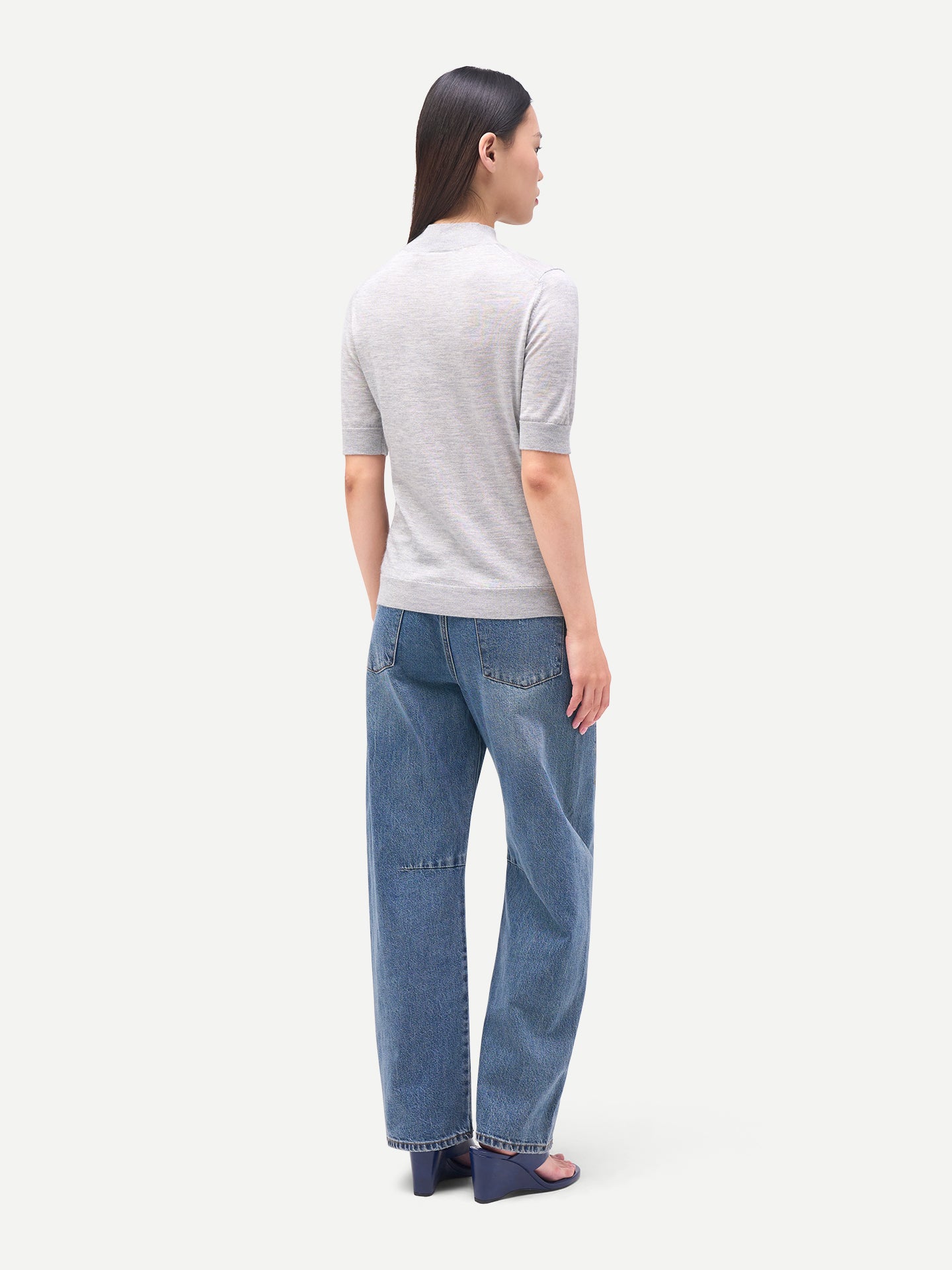 Cashmere Silk Shirt with High Neck