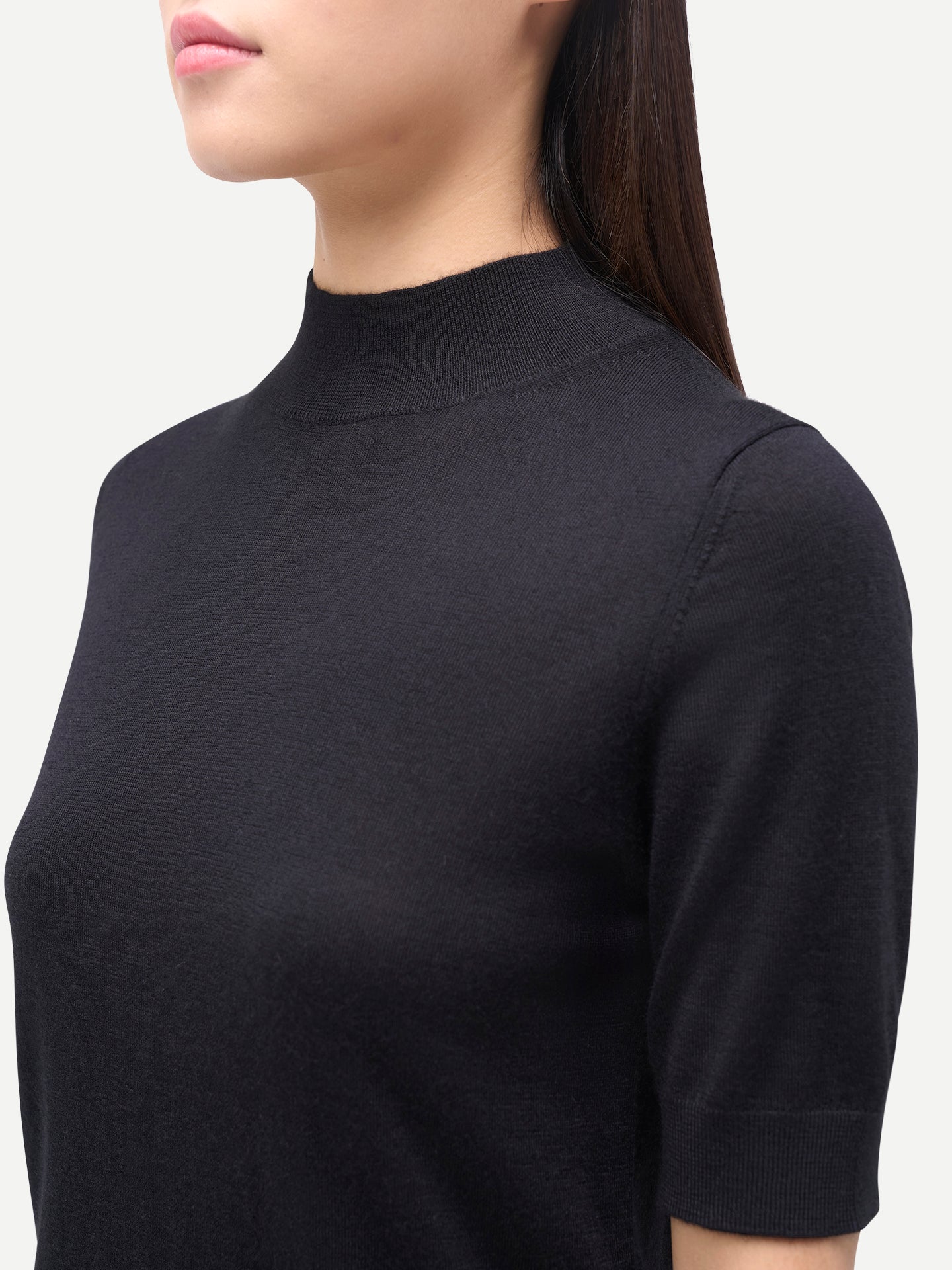 Cashmere Silk Shirt with High Neck