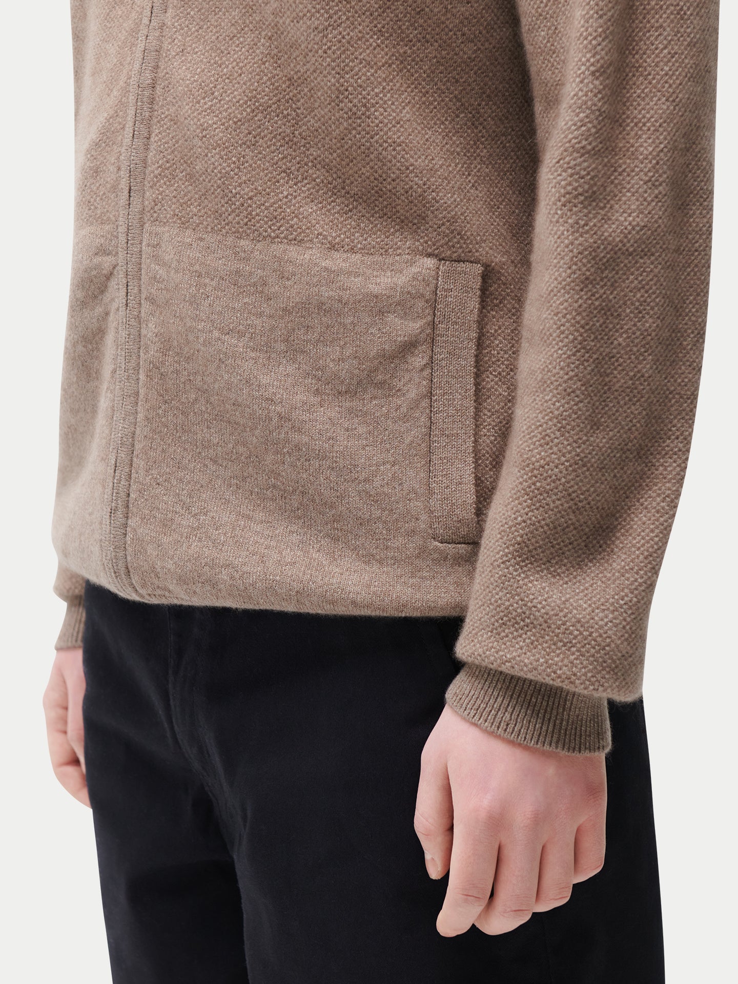 Organic Colour High Neck Full-Zip Cashmere Cardigan