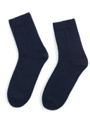 Women's Trim Knit Socks Navy - Gobi Cashmere #color_navy
