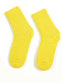 Unisex Cashmere Rib Knit Socks Empire Yellow - Gobi Cashmere #color_empire-yellow