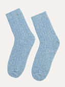 Unisex Cashmere Rib Knit Socks Blue - Gobi Cashmere #color_misty-blue