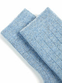 Unisex Cashmere Rib Knit Socks Blue - Gobi Cashmere #color_riviera