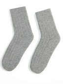 Unisex Trim Knit Bed Socks in Sharkskin | GOBI Cashmere UK #color_sharkskin