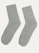 Unisex Trim Knit Bed Socks in Sharkskin | GOBI Cashmere UK #color_shark-gray