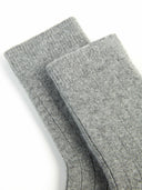 Unisex Trim Knit Bed Socks in Sharkskin | GOBI Cashmere UK #color_sharkskin