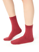 Unisex Trim Knit Socks Earth Red - Gobi Cashmere #color_earth-red