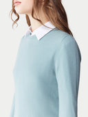 Essential Cashmere Crewneck Jumper Cloud Blue - Gobi Cashmere #color_cloud-blue
