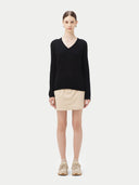 Women’s Basic V-Neck Cashmere Jumper Black | GOBI UK #color_black