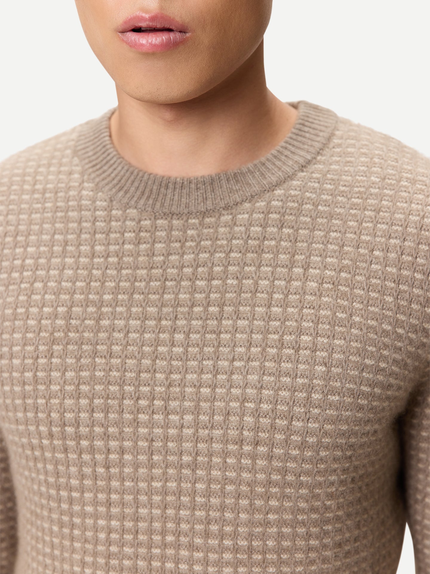Men's Organic Colour Cashmere Waffle Knit Jumper