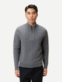 Men's Waffle Knit Cashmere Half-Zip Jumper | GOBI UK #color_stone-gray