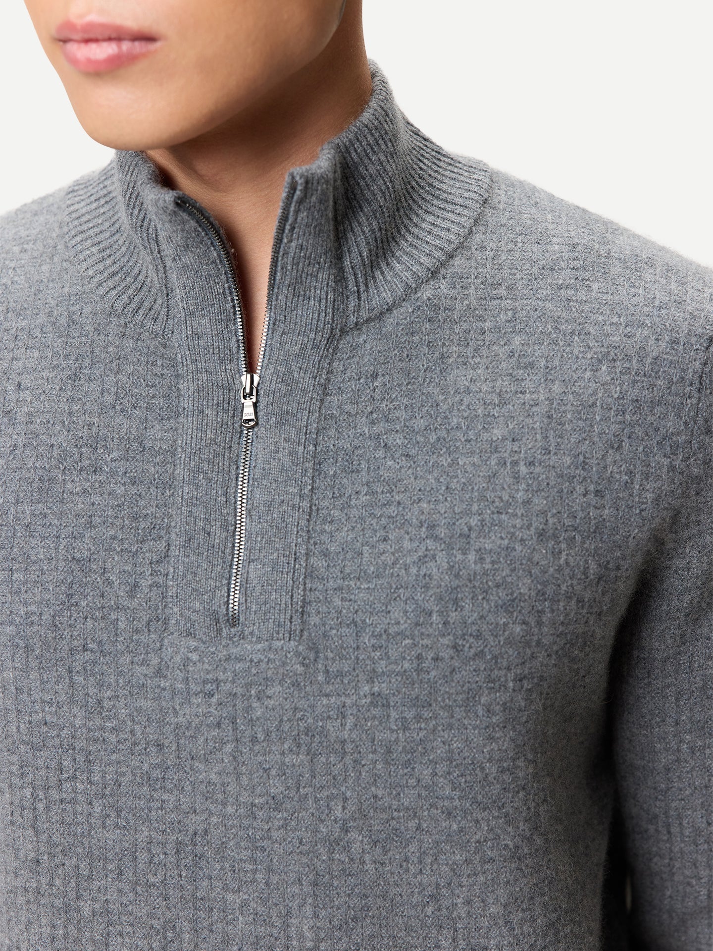 Men's Cashmere Waffle Knit Half-Zip Jumper