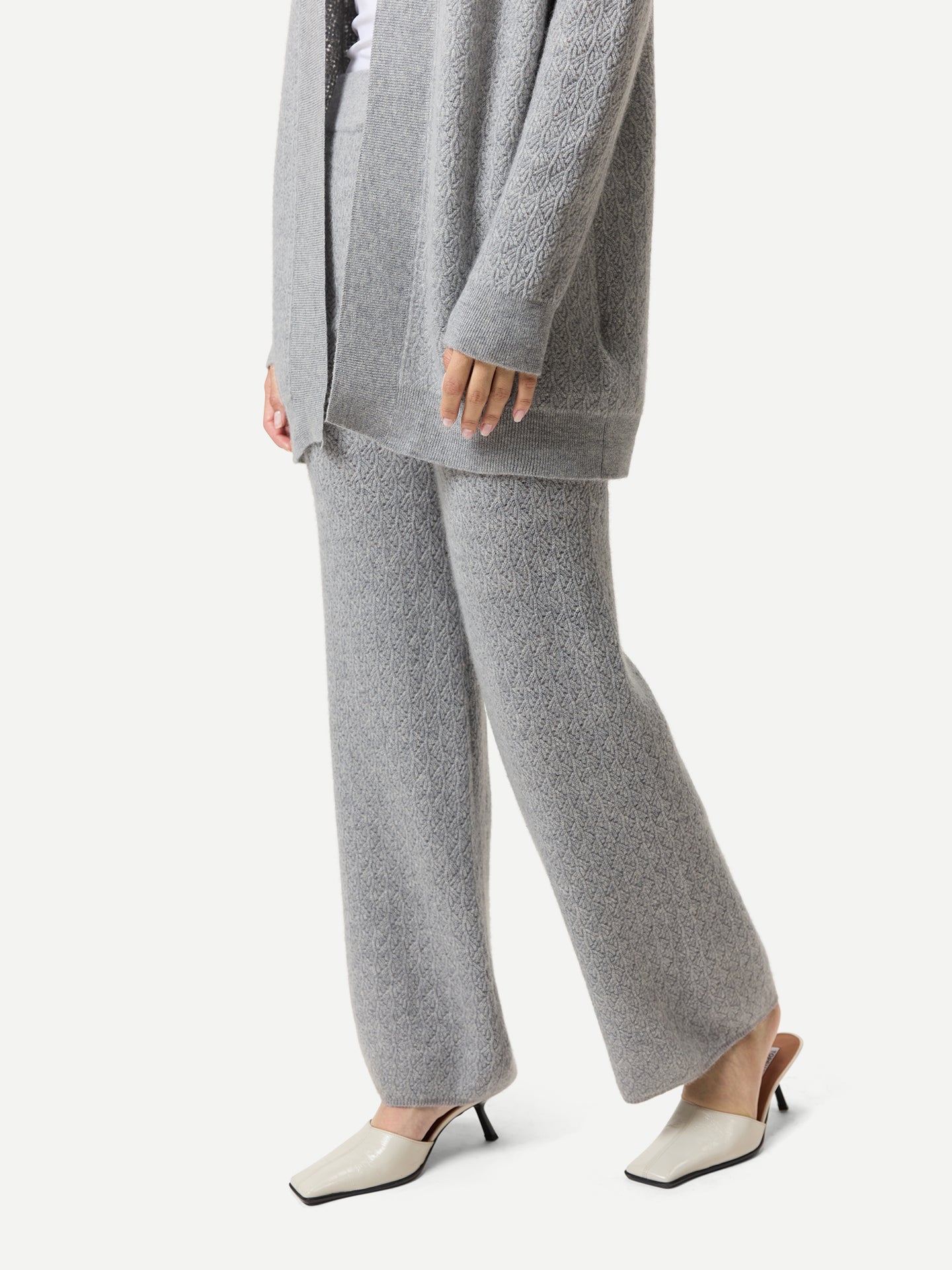 Wide-Leg Ajour Knit Cashmere Trousers